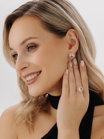 Серьги из серебра с празиолитами и фианитами со скидкой