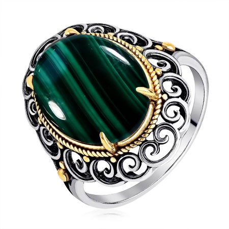 Купить кольцо из серебра с малахитом в интернет-магазине KRASNOE