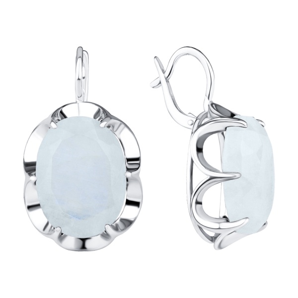 Серьги из серебра с лунным каменем