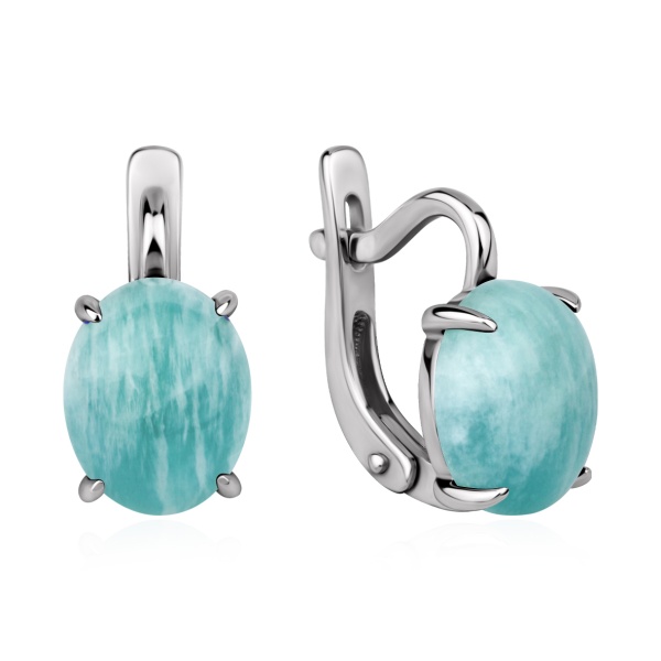 Серьги из серебра с амазонитами в ювелирном интернет-магазине