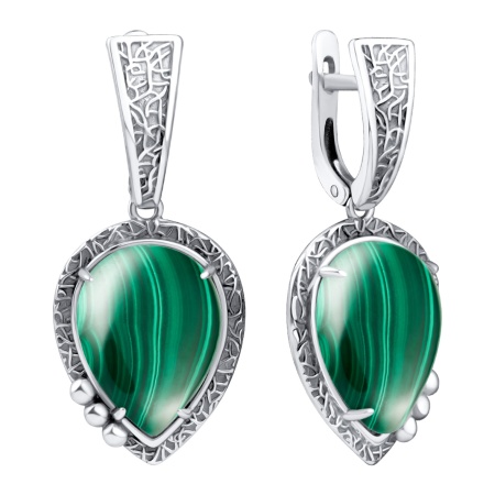 Серьги из серебра с малахитами 2310385788 от KRASNOE, металл Серебро, вставка 