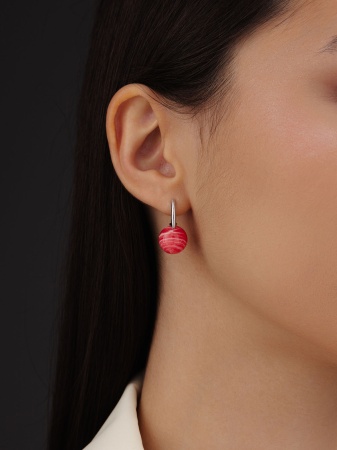Серьги из серебра с родохрозитом