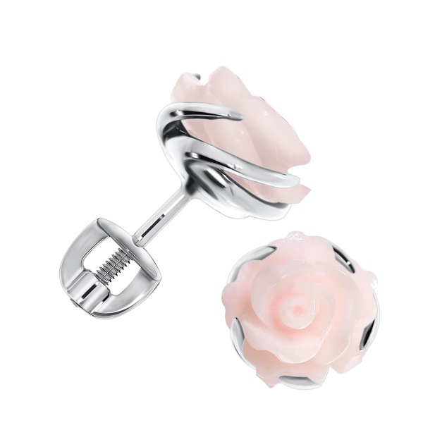 Пусеты из серебра с перламутрами П340491310-30 от KRASNOE, металл Серебро, вставка Перламутр