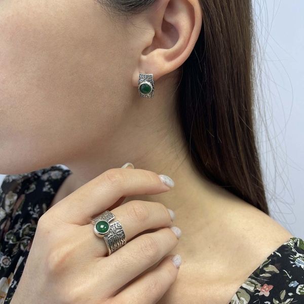 Серьги из серебра с агатами 2310392391-60 от KRASNOE, металл Серебро, вставка Агат