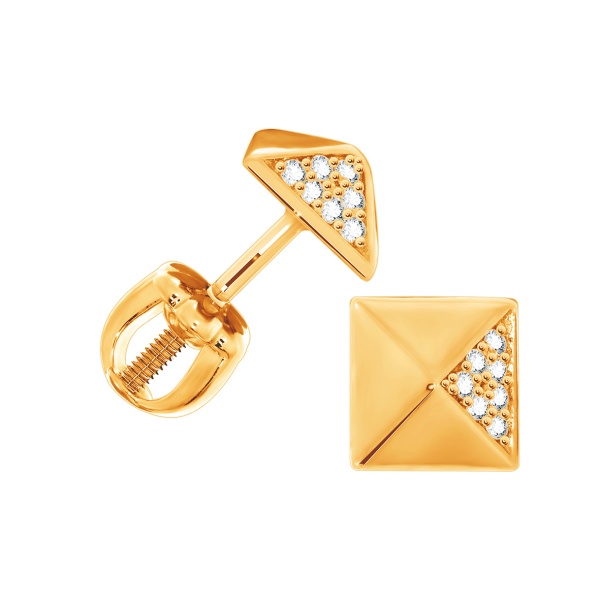 Пусеты из серебра с фианитами 2329200544 от KRASNOE, металл Серебро, вставка Фианит