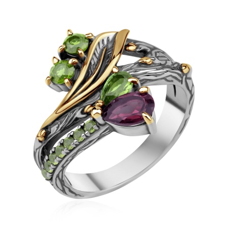 Купить кольцо из серебра с ситаллами в интернет-магазине KRASNOE