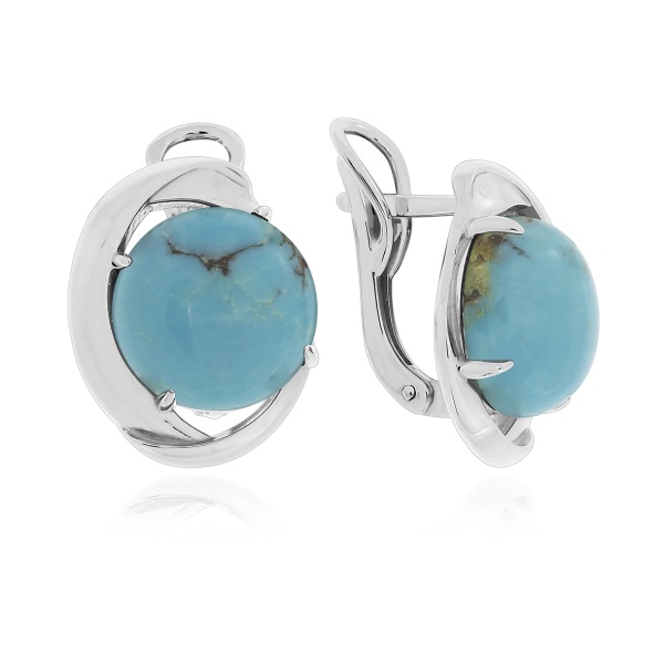 Серьги из серебра с бирюзой 2340311833 от KRASNOE, металл Серебро, вставка Бирюза