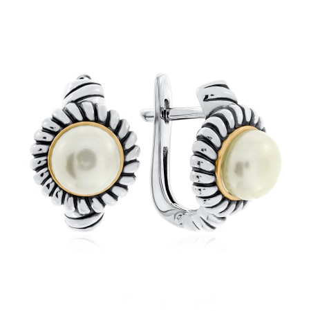 Серьги из серебра с жемчугами со скидкой