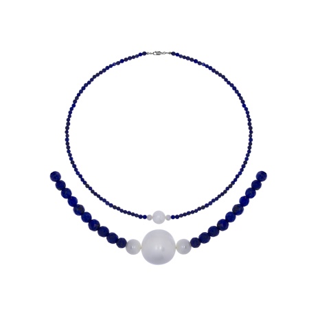 Колье из серебра с жемчугами и лазуритами 8340476106-40