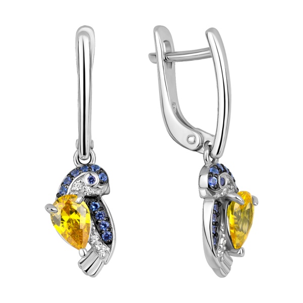 Серьгииз серебра с фианитом
