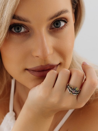 Купить кольцо из серебра с ситаллами в интернет-магазине KRASNOE