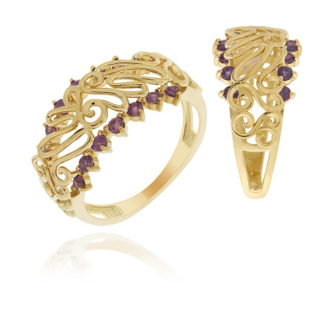 Кольцо из серебра с родолитами со скидкой