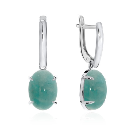 Серьги из серебра с амазонитами 2340372314 от KRASNOE, металл Серебро, вставка Амазонит