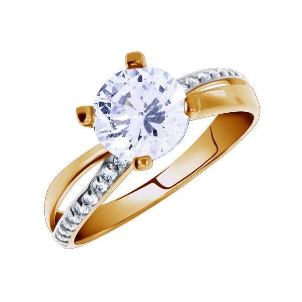 Кольцо из серебра с фианитами со скидкой