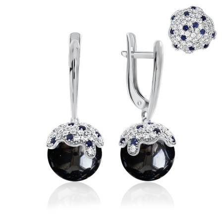 Серьги из серебра с агатами, ситаллами и фианитами 2340390807л-20 от KRASNOE, металл Серебро, вставка Агат