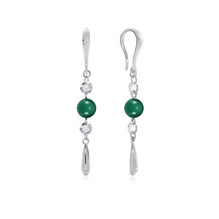 Серьги из серебра с агатами и фианитами