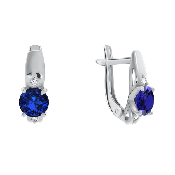 Серьги из серебра с ситаллами и фианитами со скидкой
