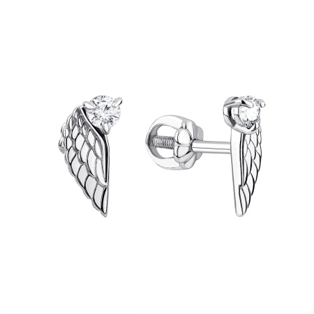 Серьги из серебра с фианитом 2340205447 от KRASNOE, металл Серебро, вставка Фианит