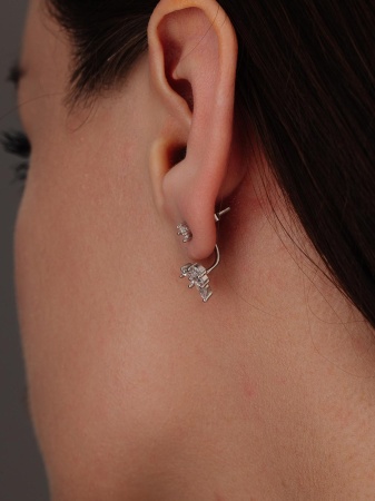 Серьги из серебра с фианитами 2340205392 от KRASNOE, металл Серебро, вставка Фианит