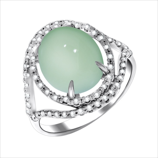 Купить кольцо из серебра с халцедоном и фианитами в интернет-магазине KRASNOE