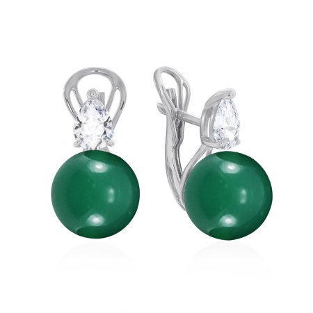 Серьги из серебра с агатами и фианитами