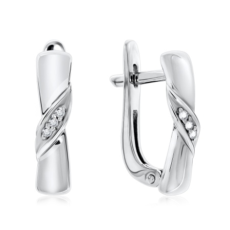 Серьги из серебра с фианитами 2340200415 от KRASNOE, металл Серебро, вставка Фианит