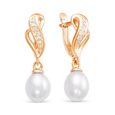 Серьги из золота Z2-9652 от KRASNOE, металл Золото, вставка Жемчуг , фианиты