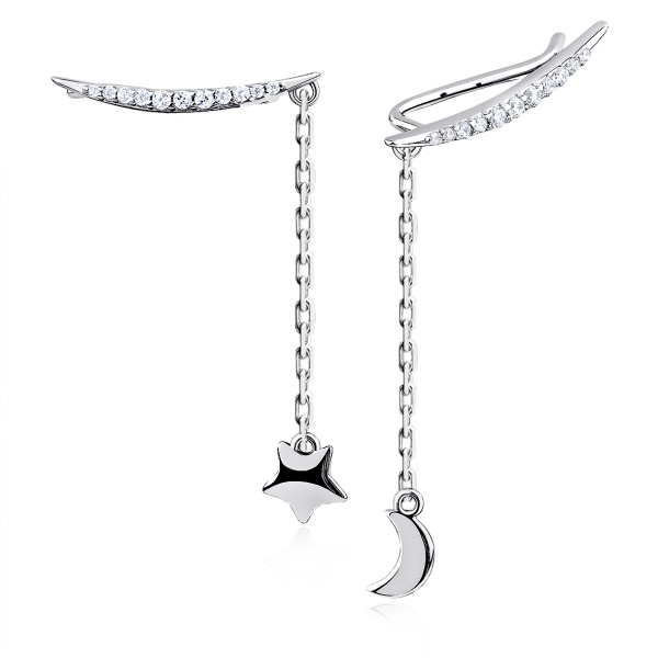 Серьги из серебра с фианитами 2340204903л-11-9 от KRASNOE, металл Серебро, вставка Фианит