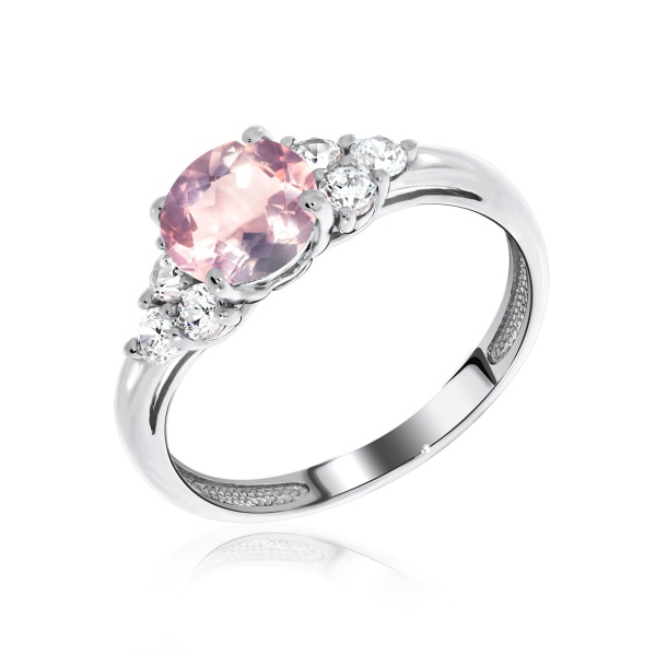 Кольцо из серебра с кварцем и фианитами со скидкой