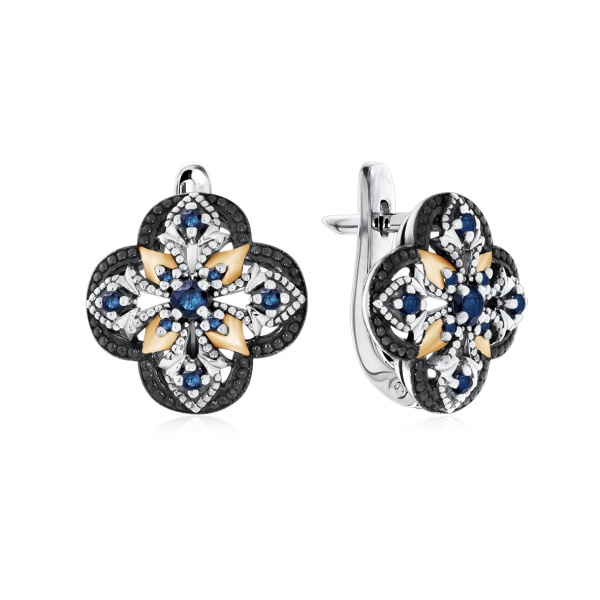 Серьги из серебра с сапфирами