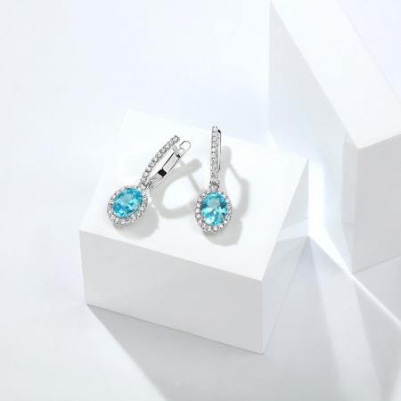 Серьги из золота с турмалинами и бриллиантами blue&white