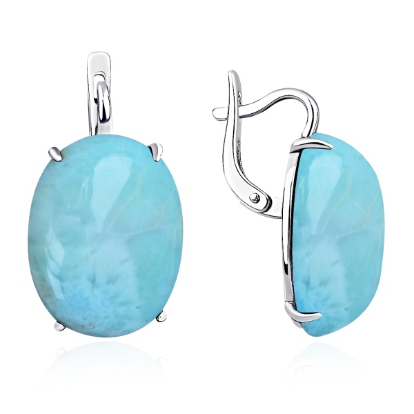 Серьги из серебра с ларимаром