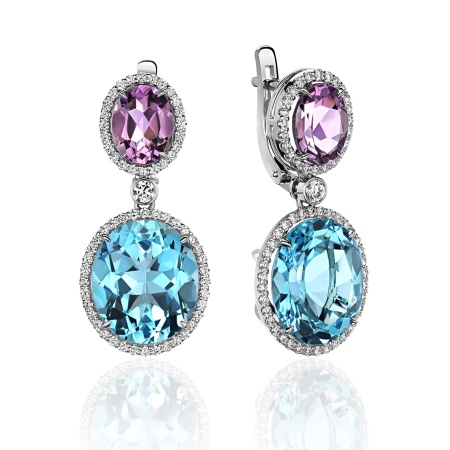 Серьги из золота с аметистами, топазами и бриллиантами plexus of radiance