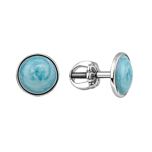 Пусеты из серебра с эмалью в ювелирном интернет-магазине