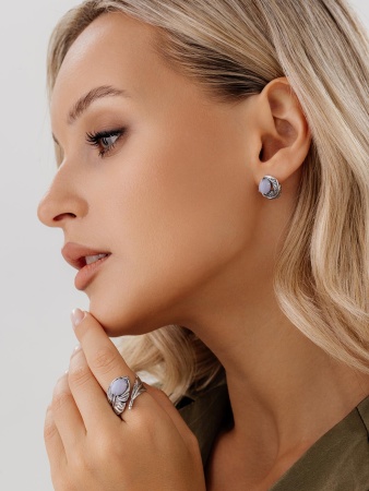 Серьги из серебра с агатом