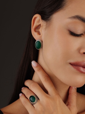 Серьги из серебра с агатами