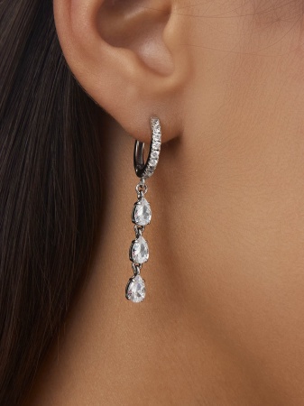 Серьги из серебра с фианитами 2340204992л от KRASNOE, металл Серебро, вставка Фианит