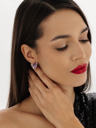 Серьги из серебра с чароитами