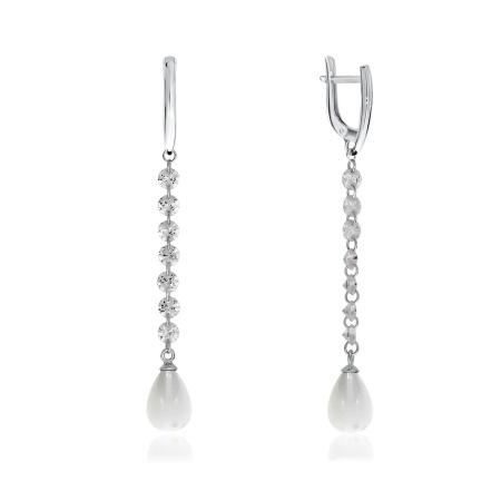 Серьги из серебра с жемчугом 2340240613-1 от KRASNOE, металл Серебро, вставка Жемчуг Имитация