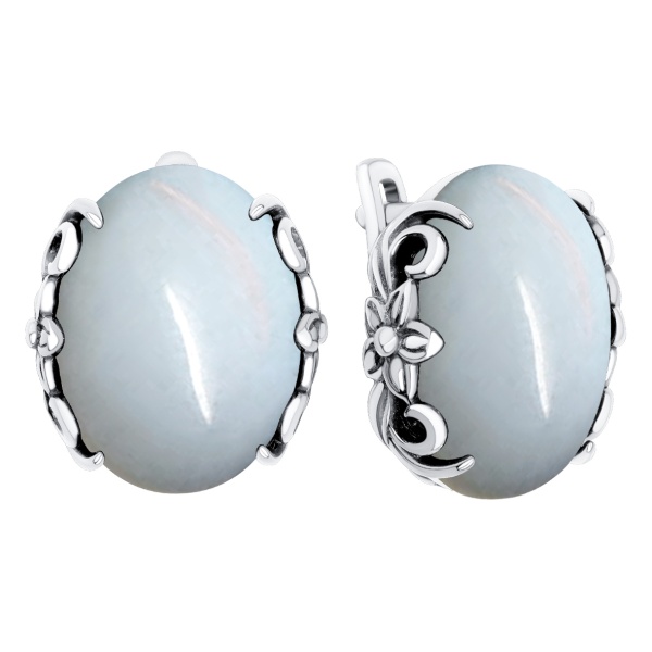 Серьги из серебра с лунным камнем