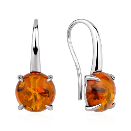 Серьги из серебра с янтарём