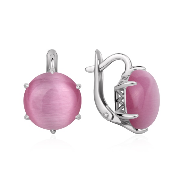 Серьги из серебра с кошачим глазом в ювелирном интернет-магазине