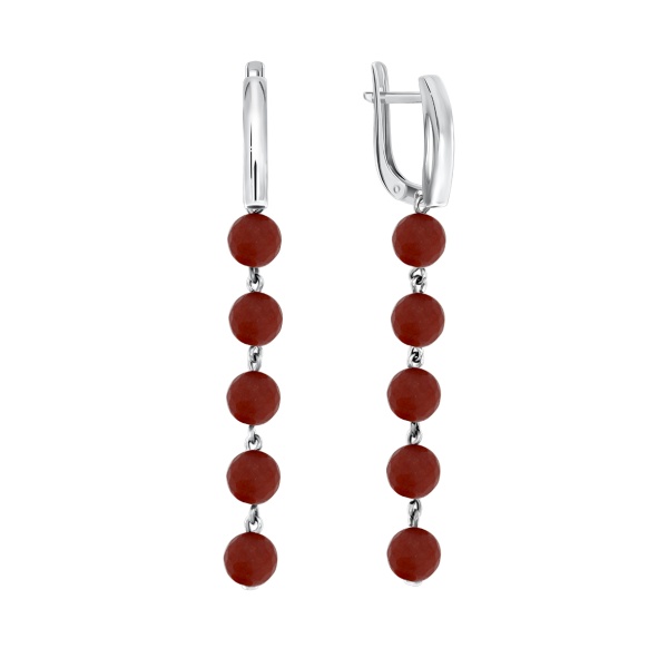 Серьги из серебра с агатами 2340650308-40 от KRASNOE, металл Серебро, вставка Жад