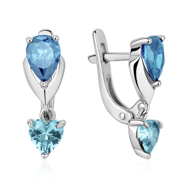 Серьги из серебра с топазами и топазами в ювелирном интернет-магазине