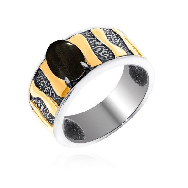 Купить кольцо из серебра с обсидианом в интернет-магазине KRASNOE