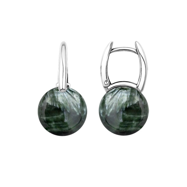 Серьги из серебра с серафинитами в ювелирном интернет-магазине