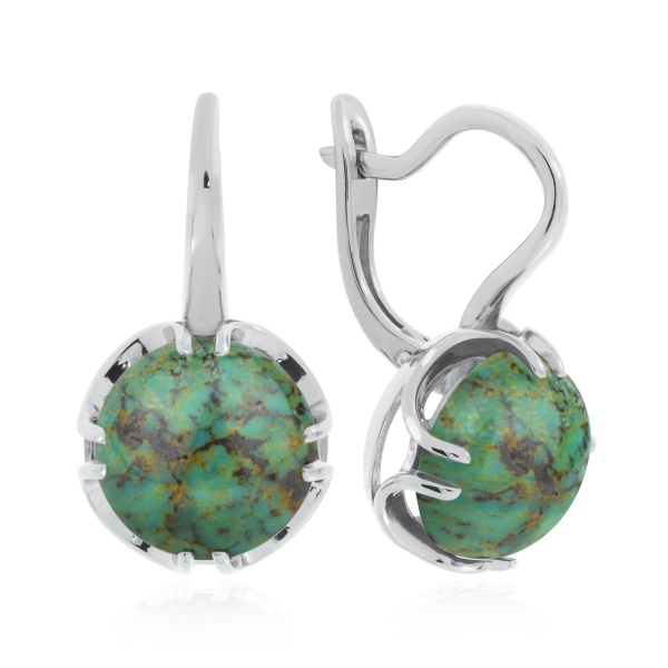 Серьги из серебра с бирюзой со скидкой