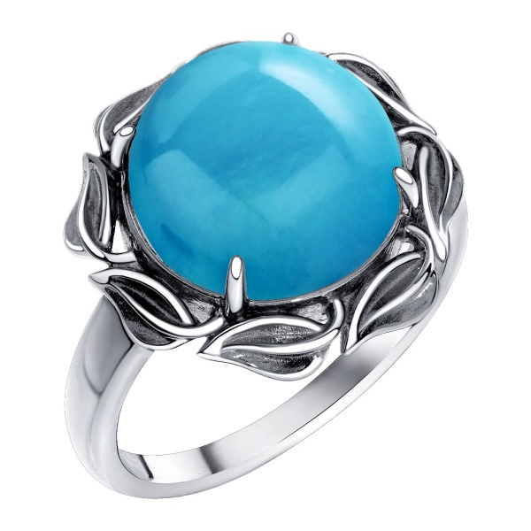 Кольцо из серебра с бирюзой (имитация из природных материалов) со скидкой