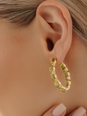 Серьги из серебра с хризолитами