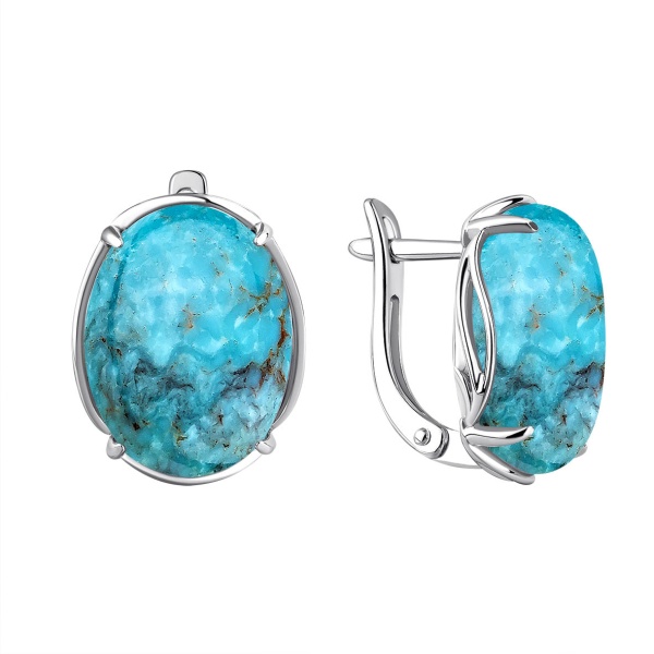 Серьги из серебра с бирюзой со скидкой